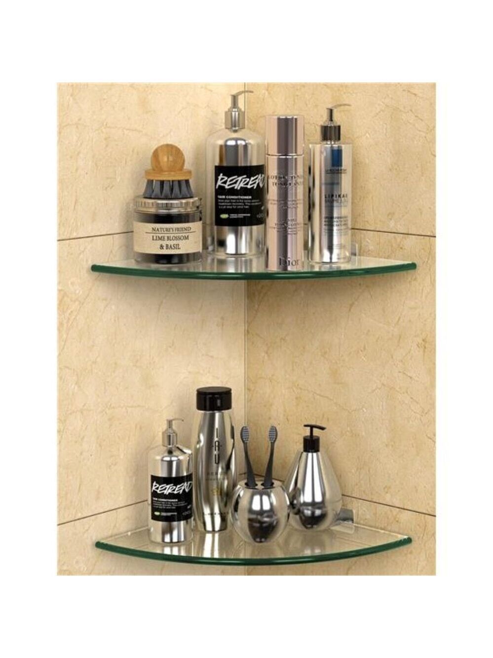 Glass Corner Shower Shelves 2 Pack No Drill Shower Caddy Bathroom Organizer Rack